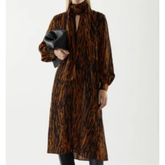 COS Dresses & Skirts - COS Printed Tie Front Midi Dress Animal Print Pockets